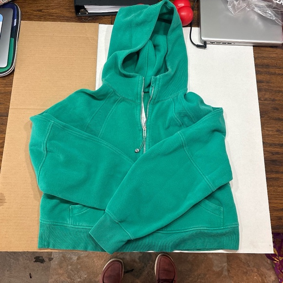 Lululemon Scuba Half Zip Cropped Hooded Sweatshirt, Size M/L, Kelly Green - Picture 1 of 8